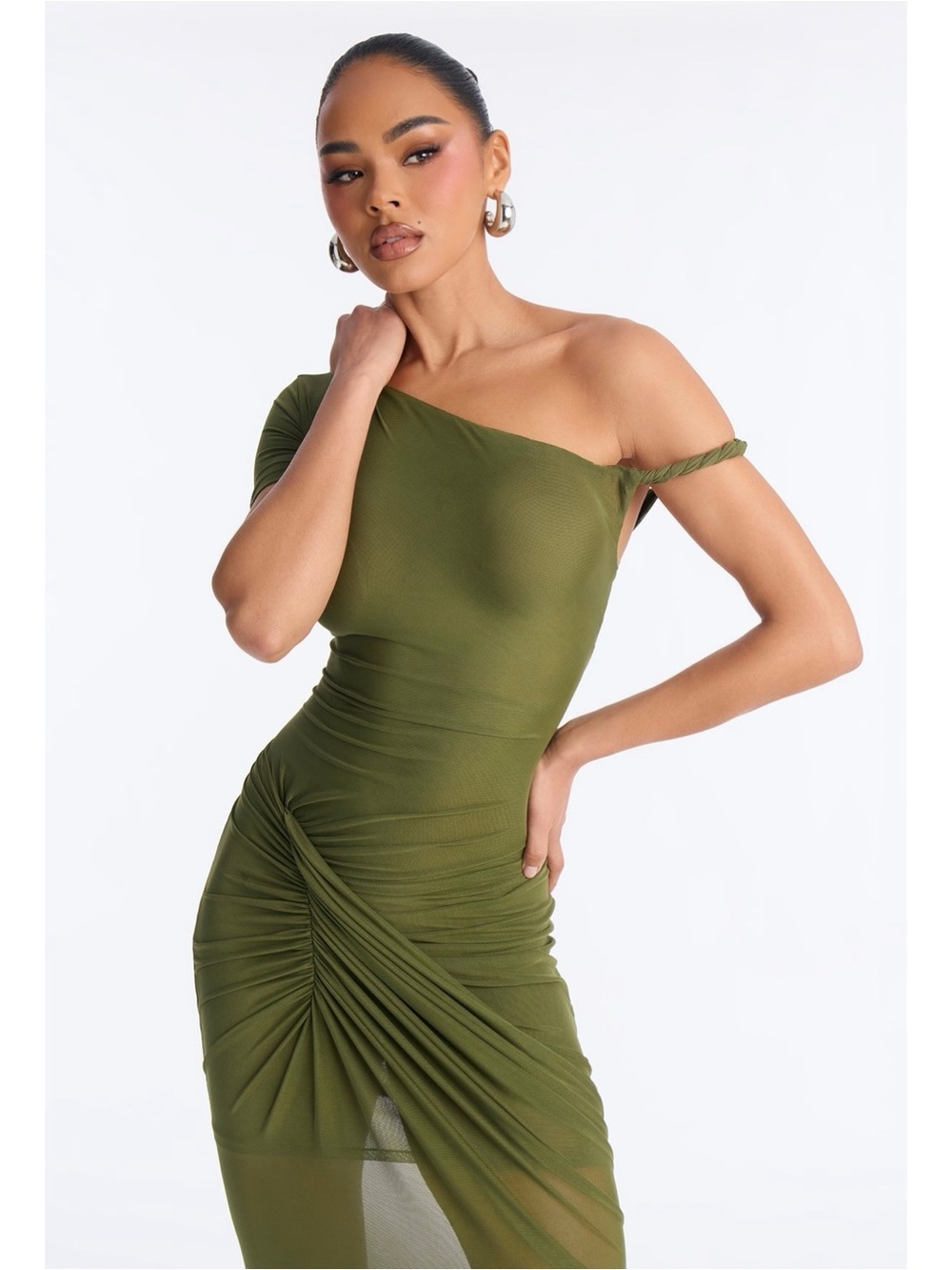 Skylar Asymmetrical Mesh Maxi Dress NWT - Picture 5 of 5